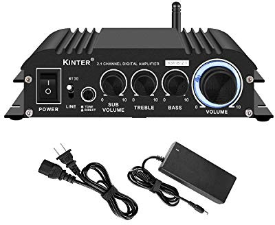 Kinter K3118-2.1 Bluetooth 5.0 Stereo Digital Receiver Amplifier 2.1 Channel Mini Hi-Fi Class D Amp 30 Watt x 2 Channels + 80 Watt Subwoofer for Home TV DIY Auto Outdoor Passive Speakers Subwoofer