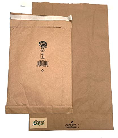 20 bolsas acolchadas Jiffy Green tamaño 5 – 245 x 381 mm – Greener Route Eco-Friendly Embalaje y embalaje – Sin plástico, reciclable, biodegradable y compostable (20)