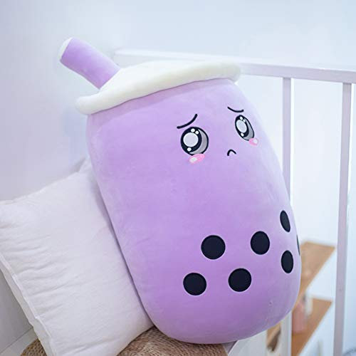 Uposao Bubble Tea Plüschtier Kuscheltier,50CM Cartoon Plüsch Puppen Lustiges Dekorative Kissen Milchtee Teetasse Kissen Spielzeug Für Kinder Mädchen Geschenk für Weihnachten, Geburtstag,Lila Schrei