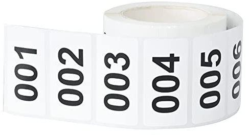 DGBDPACK Consecutively Numbered Labels, 2 x 1 Inch Self-Adhesive Vinyl Inventory Numbered Sticker (001-500)
