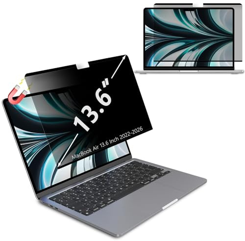 LanQii Filtre de Confidentialité pour MacBook Air 13,6 Pouces M5 2026, M4/M3/M2 (2026-2023), Magnétique Écran de Confidentialité Anti Espion Anti-Lumière Bleu Protection Écran pour MacBook Air 13,6