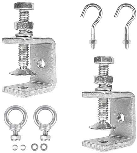 2 Stück C Klemme Set, M8 Tischklemme mit Edelstahl Haken und Ringschrauben, 30mm Fixierzange Einstellbar Klemmbereich ist 0-25mm, für Zwingen Schweißen Tischler