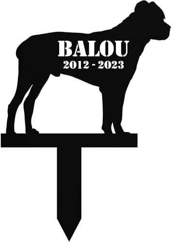 INDIGOS UG - Décoration funéraire chien – Cane Corso – 30 cm – Piquet commémoratif résistant aux intempéries comme piquet funéraire – Nom et date au choix – Personnalisable – Animal de compagnie