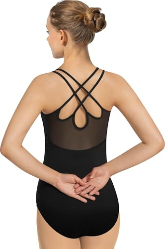 Mulnall Dance Leotard for Women Camisole Ballet Wear,Double Straps with Mesh Back,Chest Padded(23930-06-M)