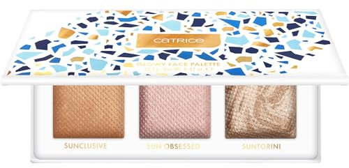 Catrice SUMMER OBSESSED Glowy Face Palette, Highlighter Palette, Nr. C01, Mehrfarbig, 3 Farben, natürlich, glänzend, vegan, ohne Parfüm, ohne Alkohol, ohne Konservierungsstoffe, 1er Pack (13.5g)
