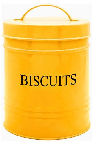 Nobel Biscuits, Cookies Canisters, Storage Barrel Style, Rust Resistant, Powder Coated Ideal for Kitchen Storage (Yellow)