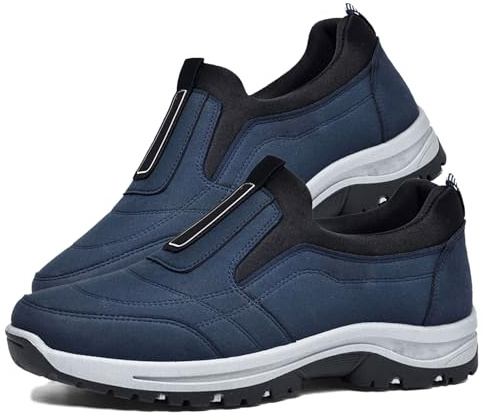 PTKG Chaussures Diabétiques pour Hommes Chaussures Sport Homme Pied Large Chaussures pour Pieds Larges Et Gonflés sans Lacets Baskets Chaussures pour Diabétiques,Dark Blue,43/265mm