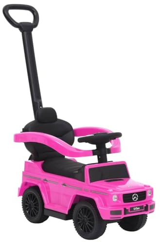vidaXL Coche antideslizante con claxon para coche, barra de seguridad, reposapiés, sonido del motor, coche para niños, coche deslizante, ayuda para aprender a andar, vehículo infantil, color rosa