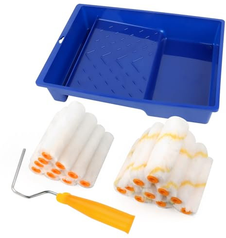 TOSAVGA 22 Piezas Rodillo Pintura Pared, Rodillos para Pintar Paredes con Bandeja y Mango, Rodillo Pintura Pequeño, Rodillo Pintura Set, Paint Roller para DecoracióN del Hogar