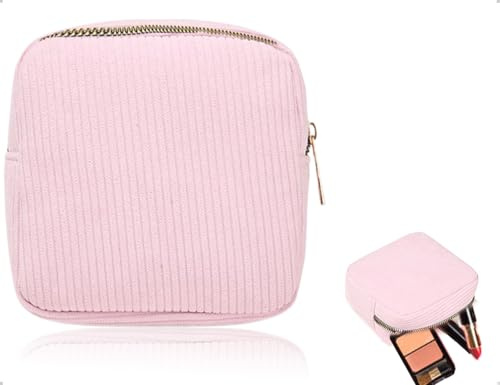 AOYEGIC Tampongsförvaring med dragkedja, på vägen tampong förvaring av manchester, sminkväska liten för trosor, bindning, flickor, kvinnor (rosa, 14,5 x 13 cm)