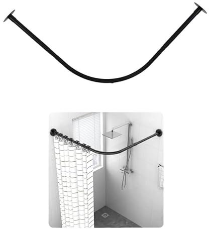 Barra Cortina Ducha, Soporte de Cortina de Ducha Ajustable de 90-130 cm Barra de Ducha Sin Taladrar Riel Cortina Techo En Forma de L Negra Para Baños, Cocinas, Dormitorios, Balcones o Armarios