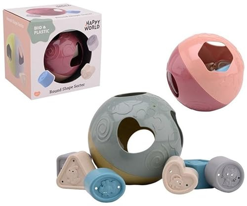 Jouets éducatifs pour bébés de 0 à 18 mois, set de jouets sensoriels et de bain, matériau recyclable (Round Shape Sorter)