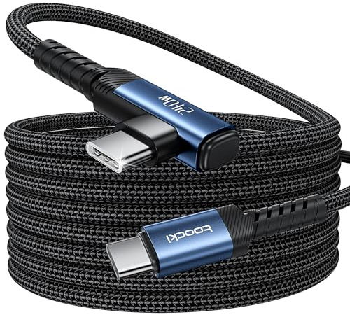 toocki Cable USB C a USB C 240W 2M, Carga Rápida PD3.1 y Transferencia 480Mbps, Nylon Cable Cargador Tipo C con Angulado para iPhone 17/16 Pro Max/15, MacBook Pro, iPad Pro/Air, Galaxy S25/S24, Azul