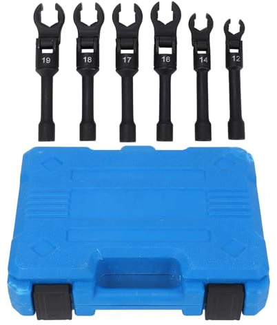 WIHFHGZ Set Chiavi a Becco di Pappagallo 6 Pezzi, Testa Flessibile 180°, Misure Metriche 12-19mm, Attacchi 1/2 e 3/8 Pollici - Accesso Facile, Presa, Perfetto per Spazi Rist