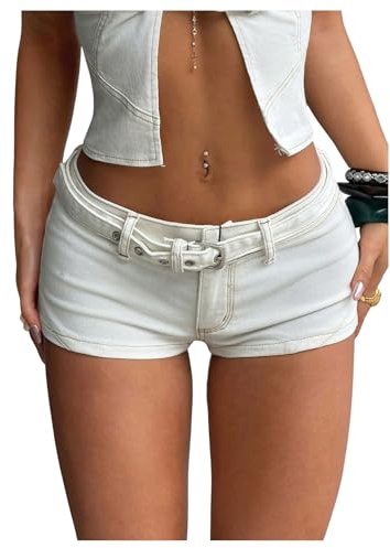 GORGLITTER Women's Y2k Denim Mini Shorts Low Rise Sexy Jeans Micro Shorts | Low Waist, Skinny, Summer, Music Festival Concert, Party, Going Out, Holiday, Beach, Sexy, Hot Pants