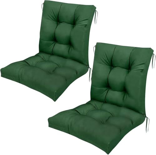 DUY Cojín para silla de ratán para interiores y exteriores, impermeable y antideslizante, color gris oscuro, cojín grueso para silla, tamaño: 41.7 x 20.8 x 3.9 pulgadas (verde)