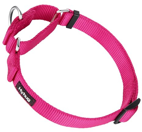 Hyhug Martingale Dog Collars, Large Pink, Escape Proof | Heavy-duty no-pull nylon, secure fit for strong dogs. Great for training walks and park outings. Durable & easy adjust