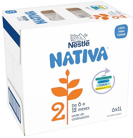 Nestlé Nativa 2- Leche de continuación liquida para bebés a partir de los 6 meses. 6 bricks de 1 litro.