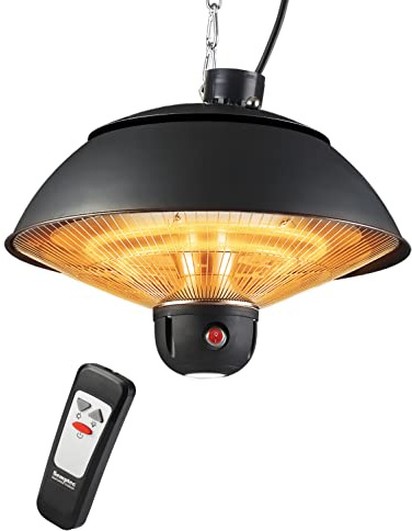 DONYER POWER Electric Halogen Tubes Hanging Patio Heater 2000W Waterproof IP24 Ceiling Mounted for Outdoor&Indoor Use with Remote