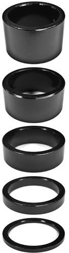 cyclingcolors Set of 5 Ahead Stem Spacers for Bicycle Steering Cycle Position Position Driving City Road Mountain Bike Aluminium Black, 1 Inch 2 + 5 + 10 + 15 + 20 mm