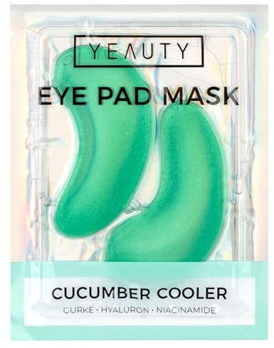 YEAUTY Cucumber Cooler Eye Pad Mask - Augenpads mit Gurke & Hyaluron | Vegane Hydrogel Augenmaske mit Niacinamiden gegen Augenringe und Schwellungen - Kuehlende Pflege fuer alle Hauttypen