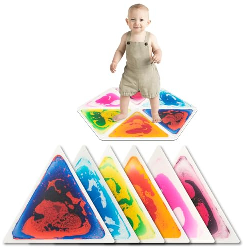 Art3d Lot de 6 Fusion Liquide sensorielle Senroy Tapis de Jeu de Danse | pour Enfants Tout-Petits Enfants,37,5 x 37,5 cm, Triangle