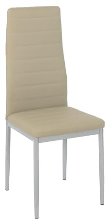 Cribel set di 6 Sedia Queen in Ecopelle tortora con Struttura in Metallo | Schienale Rigido Ergonomico e Seduta Imbottita | Design Moderno per Cucina, Sala da Pranzo