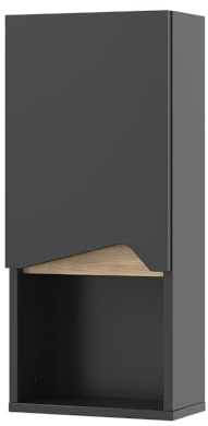 Vicco Armoire de Marelle, Anthracite/Artisan, 30x67cm avec Porte et Compartiment Ouvert, pour Montage Mural pour Un Rangement Peu encombrant