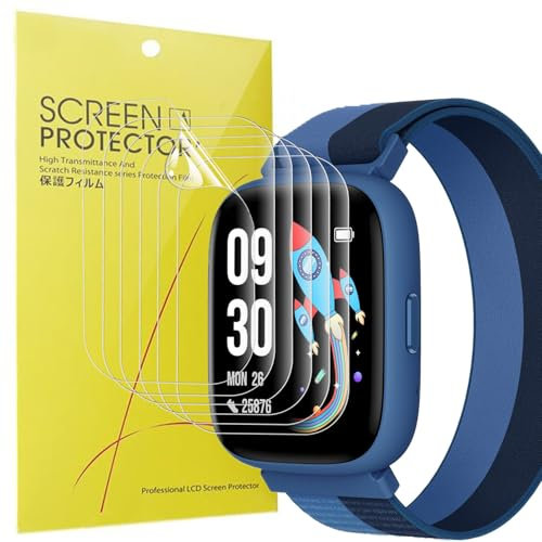 Blueshaweu Screen Protector Compatible with Biggerfive Brave 2 Smartwatch 1.8 Inches, HD Clear Flexible TPU Screen Protector [Pack of 6] Compatible with Biggerfive Brave 2 Smartwatch (Transparent)