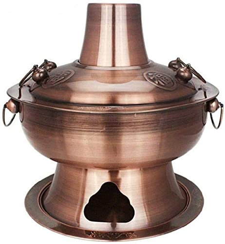 fondue， Olla caliente tradicional china, olla caliente mongol, olla caliente de cobre puro, olla caliente vintage Shabu Steamboat carbón de cobre