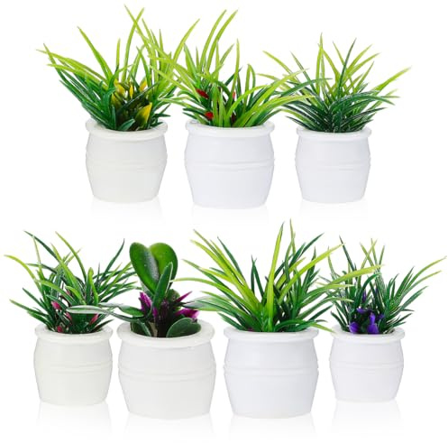 BESTonZON Mini Plantes en Pot 7 Pièces pour Maison De Poupée Plastique | Forme Réaliste, Sans Arrosage, Décoration Maison Bureau Salon, Plastique