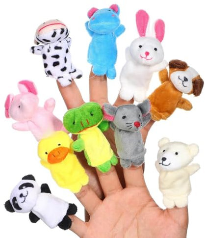 NHQZ 10 Piezas Marionetas de Mano para Niños,Marionetas Dedos Peluche Animales, Juego de títeres de Dedo de Animales,Regalos de Cumpleaños para Niños, Juguetes Educativos