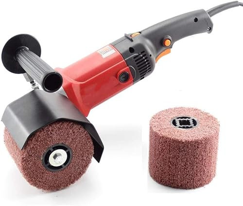 Catolsss Akku-Bürstenschleifer 800W Kompatibel mit Makita 18V, Bürstenlos 6-Gang-Drehregler, 8000RPM Satiniermaschine für Außenrenovierungen,2 Fächerbürsten und Zubehör(Ohne Akku)