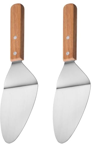 PRETYZOOM Lot de 2 Spatules à Métal Inoxydable en Bois Antidérapant Pelle Triangulaire Multifonction pour Pizza Gâteau et Fromage Outil Professionnel pour Restaurant et Pizzeria
