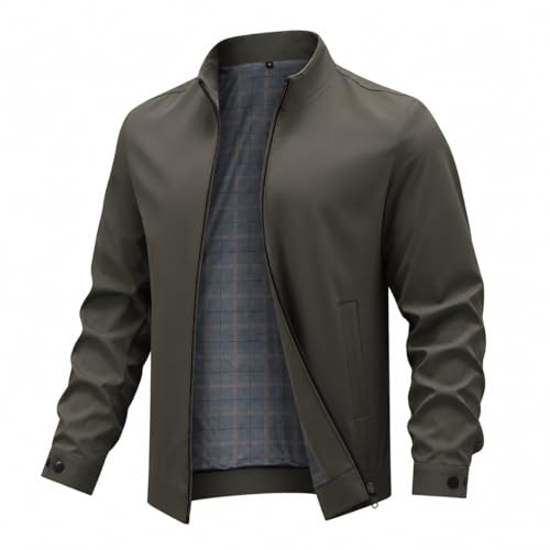 Allthemen Hombre Chaqueta Ligera con Cremallera Chaqueta Piloto Color Liso Cortavientos Abrigada Informal Negocios