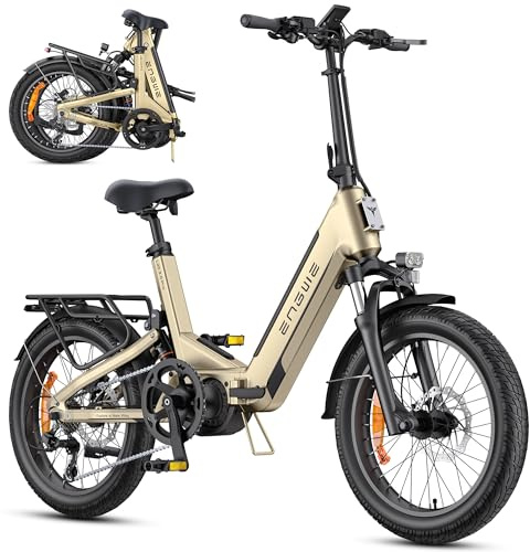 ENGWE Bicicleta eléctrica L20 3.0 Pro con aplicación y IoT, Motor Central de 250 W y batería de 48 V y 15 Ah con una autonomía de hasta 160 km; Compatible con Carga rápida de 2 Horas (Dorado)
