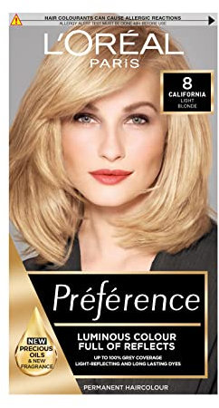 L'Oreal Paris Preference Hair Dye, Long Lasting, Luminous Permanent Hair Colour, 8, California