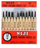 Yasutomo Wood Carving Knives Set Standard 12 Pieces