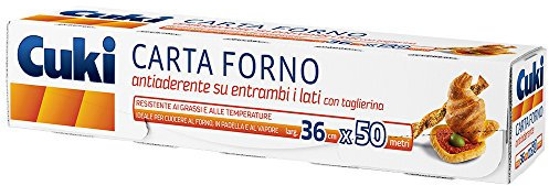 Cuki - Carta Forno Antiaderente su Entrambi Lati, con Taglierina, Formato 36x50 m