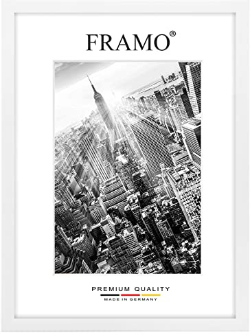 FRAMO 35mm Cornice per Immagini 50 x 150 cm | Bianco Opaco | Cornice in MDF Fatta a Mano con lastra di Vetro Artificiale antiriflesso a Prova di Rottura e Robusta Parete Posteriore in MDF