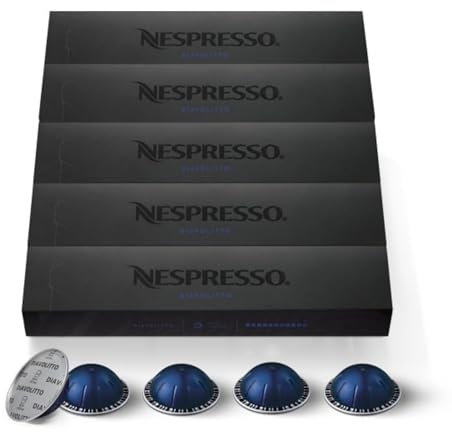 Nespresso Cápsulas Vertuoline, Diavolitto, Dark Roast Espresso Coffee, 10 Count (Pack de 5), Brews 1,35oz (VERTUO LINE ONLY)