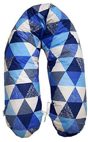 EMI&SAM Fodera di ricambio per cuscino da allattamento 170 cm (solo copertura) 14° triangolo blu