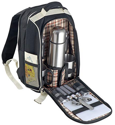 ohne Markenname Picknickrucksack mit Isolierflasche aus Edelstahl mit integrierter Kühltasche