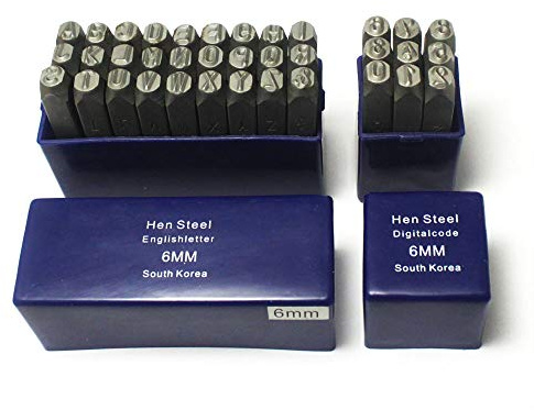 Oudtinz Number and Letter Stamp Set (36 Piece Punch Set/A-Z & 0-9) Industrial Grade Hardened Carbon Steel Metal - 1/4 (6mm) Characters - Perfect for Imprinting Metal, Wood, Plastic, Leather, More!