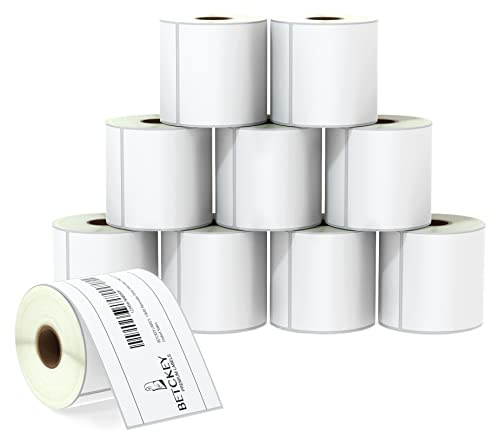 BETCKEY - 76mm x 127mm(3 in x 5 in) Perforées Étiquettes Thermiques pour Expédition et Usage Multiple de Grande Taille Compatible avec les imprimantes Zebra et autres [10 Rouleaux/3500 Étiquettes]