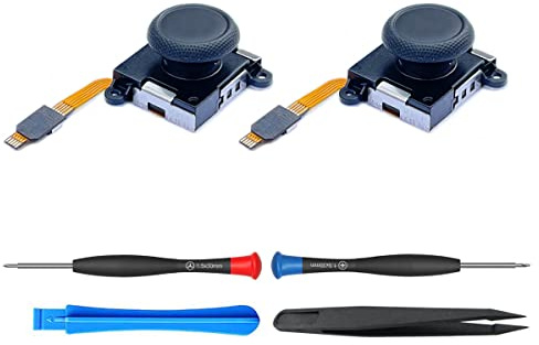 ElecGear 2x Hall Effekt Joystick Ersättning för Switch Joy-Con, Elektromagnetisk Sensor vänster och höger Tumspaksmodul för Joy Con Controller, Reparationsverktyg och Energisparmodul ingår
