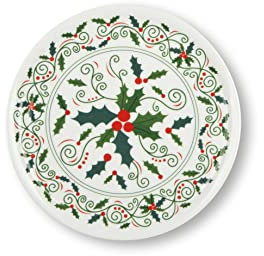 Excelsa Christmas Holly Set 6 Piatti Panettone, Porcellana, Diametro 31 cm.