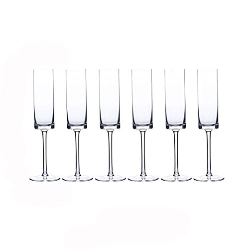 Coupes de Champagne 6 pièces verres à champagne en verre de cristal ensemble de flûtes à champagne de luxe de haute qualité maison 180 ml verre à vin mousseux cadeau for mariage, anniversaire, Noël Fl