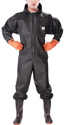 Wansiman Fishing Waders With Rain Hat Gloves,Crosswater Waders With Boots Wellies,Wading Pants,Waterproof,Breathable,Unisex,Full Body,for Men Women,for Fly Coarse Sea Fishing,Farming,Hunting