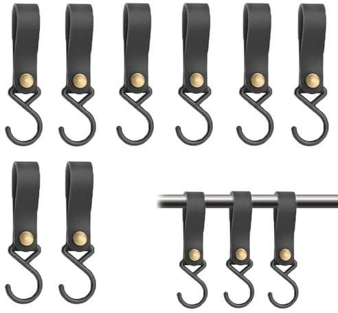 Tadpolez 8 Pezz Gancio A S In Pelle Nero, Ganci A S Multifunzionali In Pelle,Gancio A S Con Passante In Pelle,Per Cucina,Bagno, Camera Da Letto E Ufficio